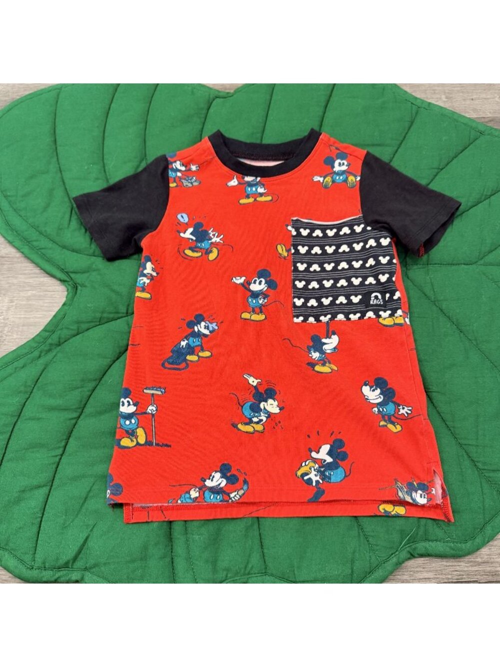 RAGS to Raches 2T Mickey Mouse Pocket Tee Short Sleeve Tshirt Cotton Modal Red